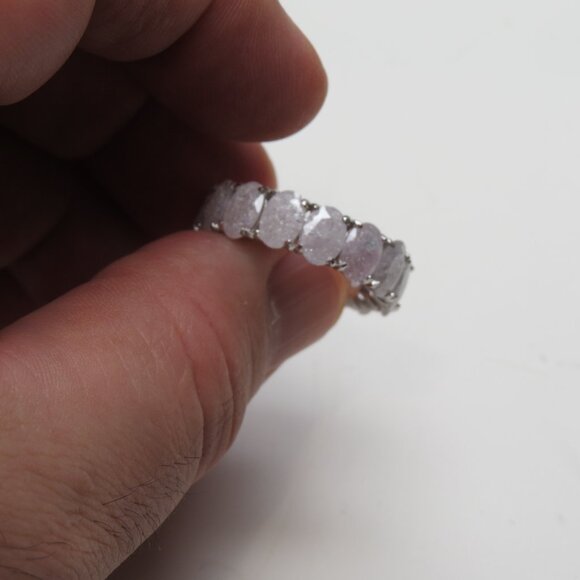 *925 Sterling Silver Crystal Quartz Ring Band - Picture 3 of 5